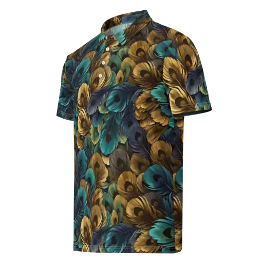 Peacock Afterglow on a Men's Slim Fit Polo Shirt