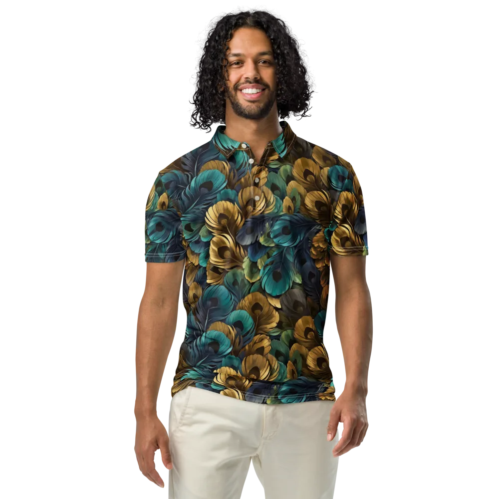 Peacock Afterglow on Men's Slim Fit Polo Shirt — Front