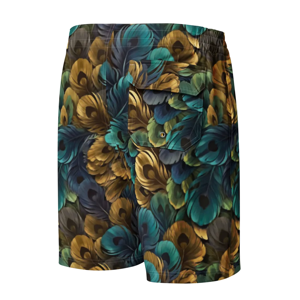 Peacock Afterglow on Men's Board Shorts — Back
