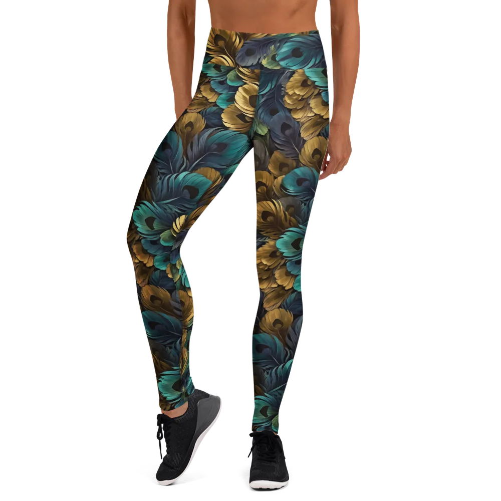 Peacock Afterglow on Yoga Leggings — Front
