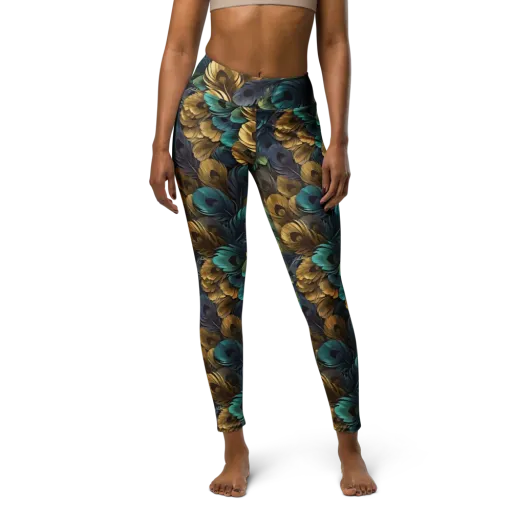 Peacock Afterglow on a Yoga Leggings