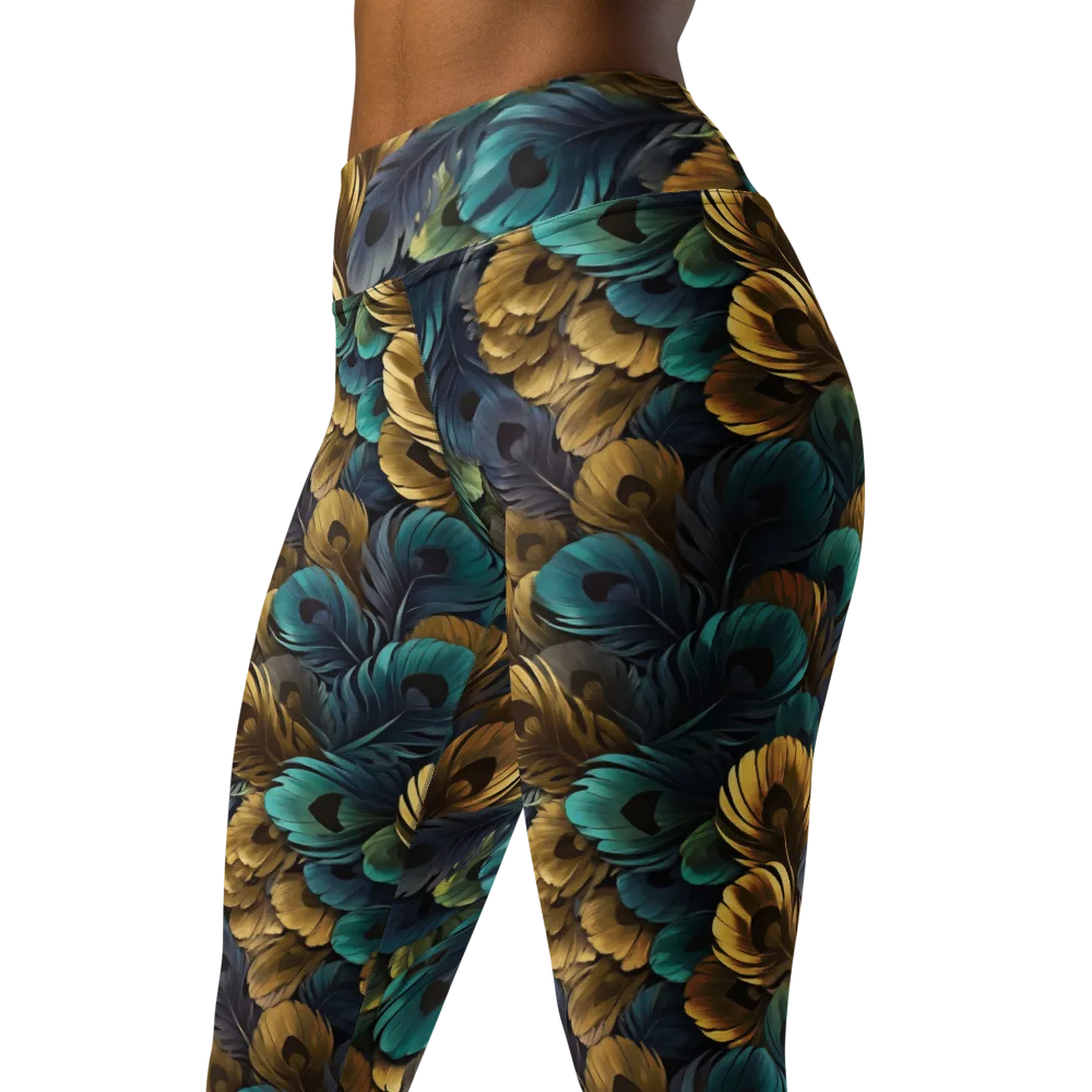 Peacock Afterglow on Yoga Leggings — Left Front