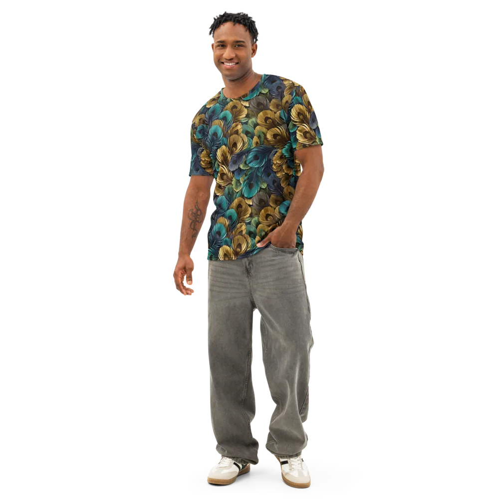 Peacock Afterglow on Men's Cotton Crew Neck T-Shirt — Front