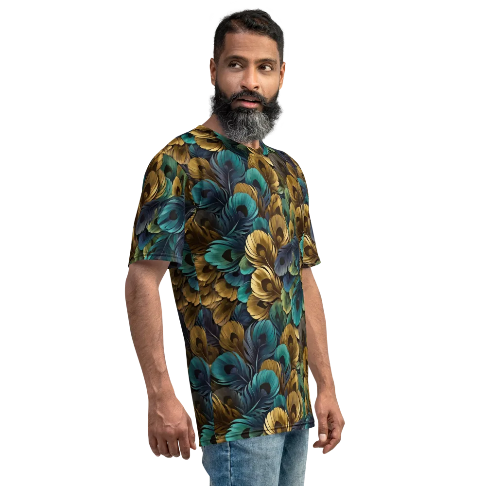 Peacock Afterglow on Men's Crew Neck T-Shirt — Right