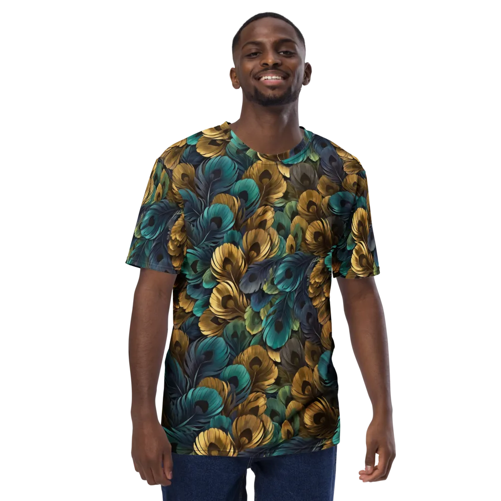 Peacock Afterglow on Men's Crew Neck T-Shirt — Front