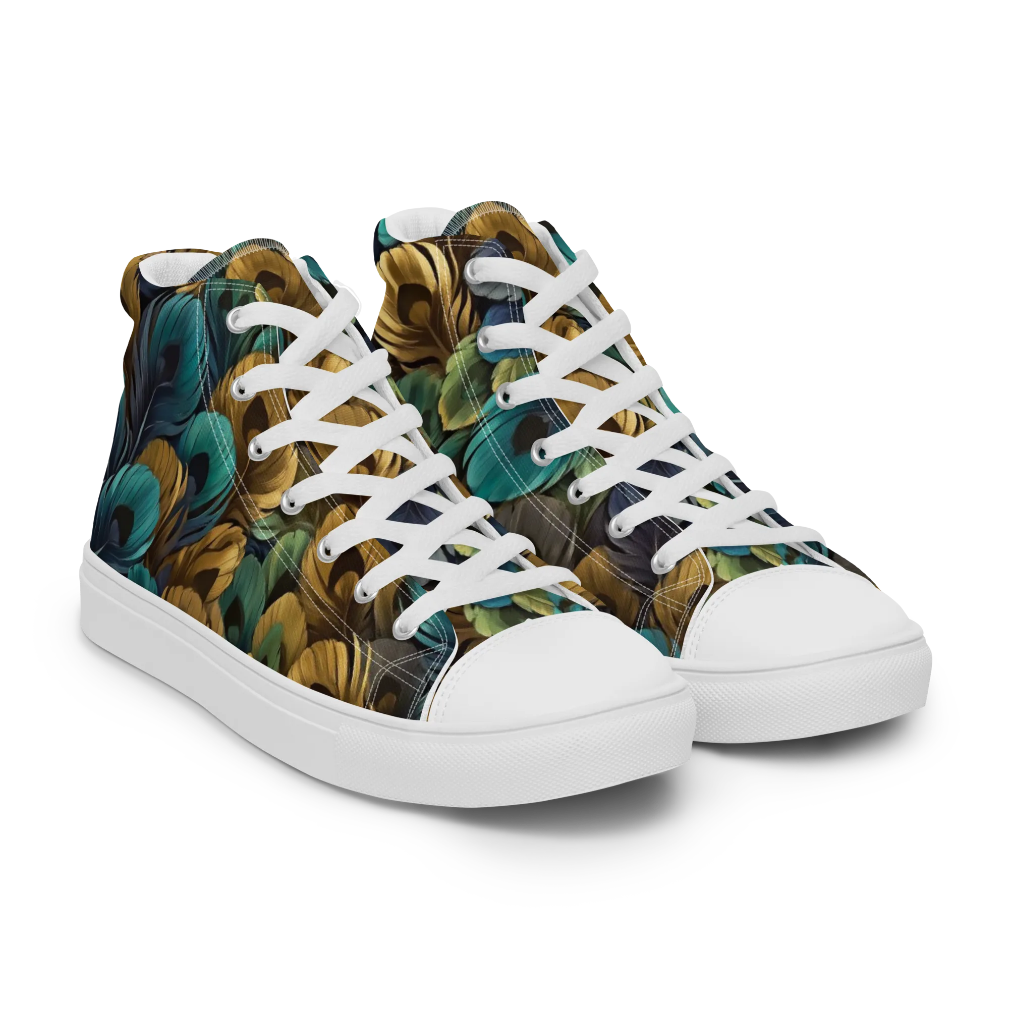 Peacock Afterglow on Men's High Top Canvas Shoes — Right Front