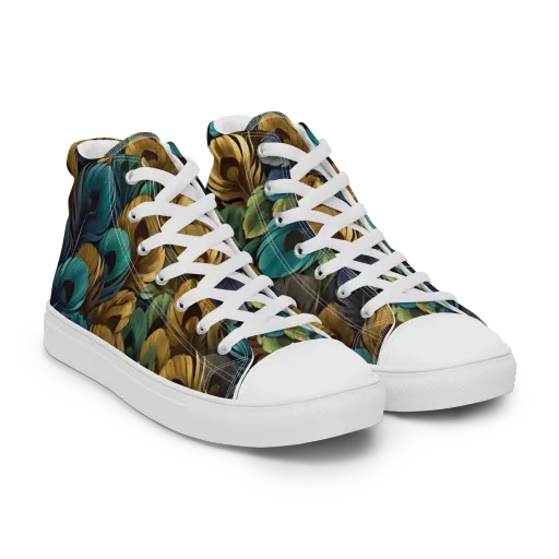 Peacock Afterglow on a Men's High Top Canvas Shoes