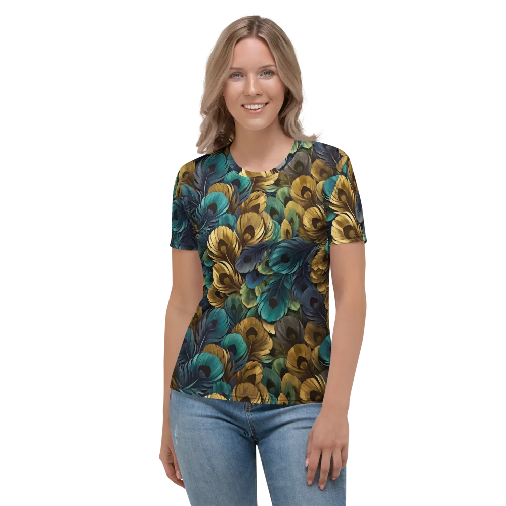 Peacock Afterglow on Women's Crew Neck T-Shirt — Front