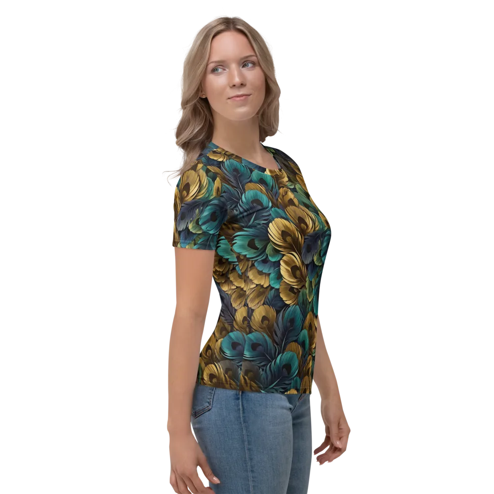 Peacock Afterglow on Women's Crew Neck T-Shirt — Right