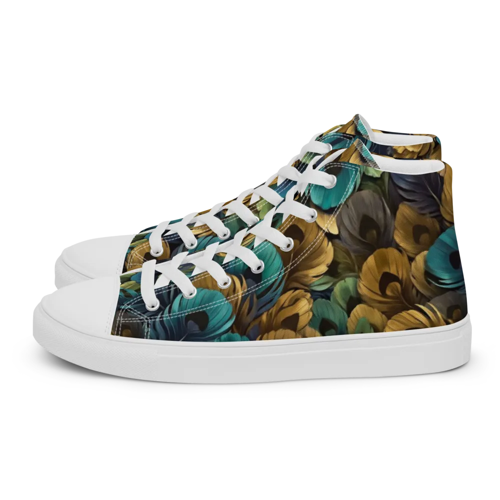 Peacock Afterglow on Women's High Top Canvas Shoes — Left