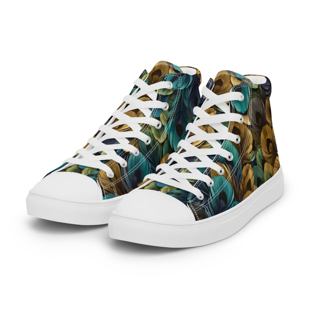 Peacock Afterglow on Women's High Top Canvas Shoes — Left Front