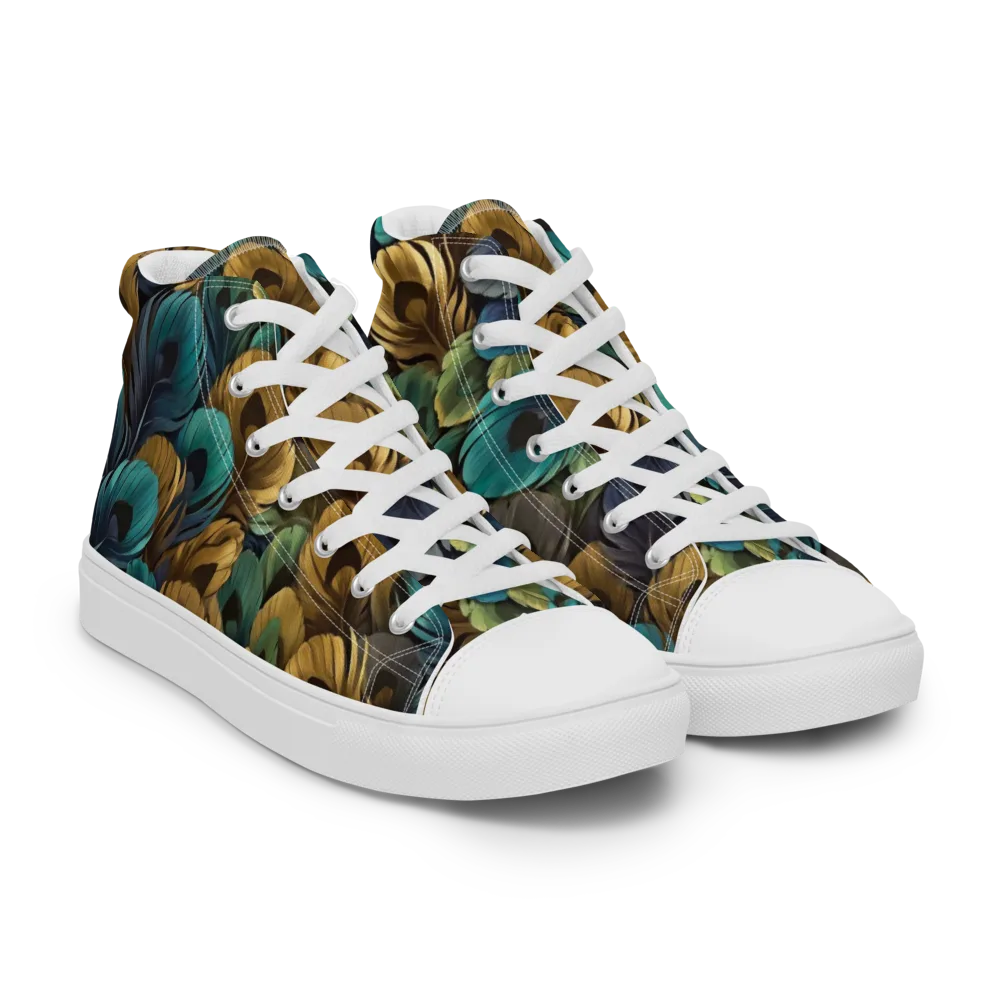 Peacock Afterglow on Women's High Top Canvas Shoes — Right Front