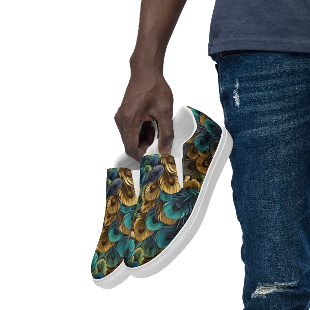 Peacock Afterglow on Men's Slip-On Canvas Shoes — Left Front