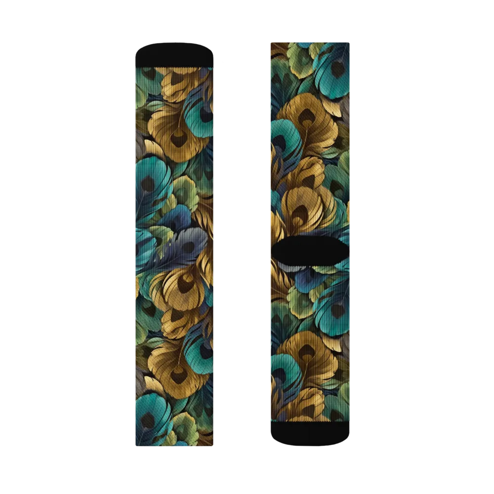 Peacock Afterglow on Socks — Left Sock