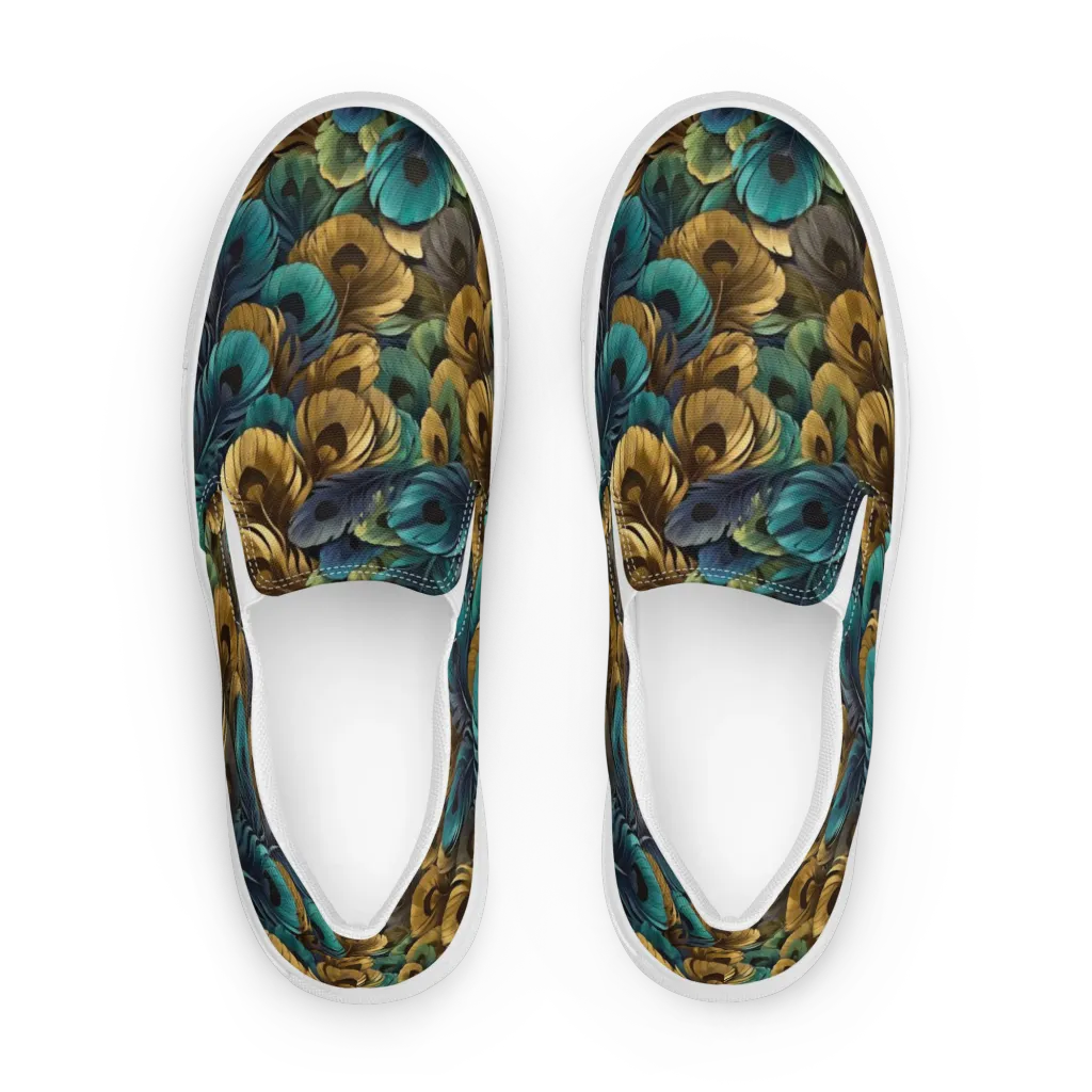 Peacock Afterglow on Women's Slip-On Canvas Shoes — Front