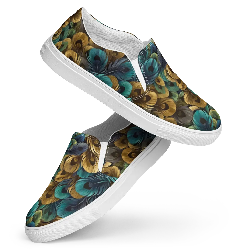 Peacock Afterglow on Women's Slip-On Canvas Shoes — Front