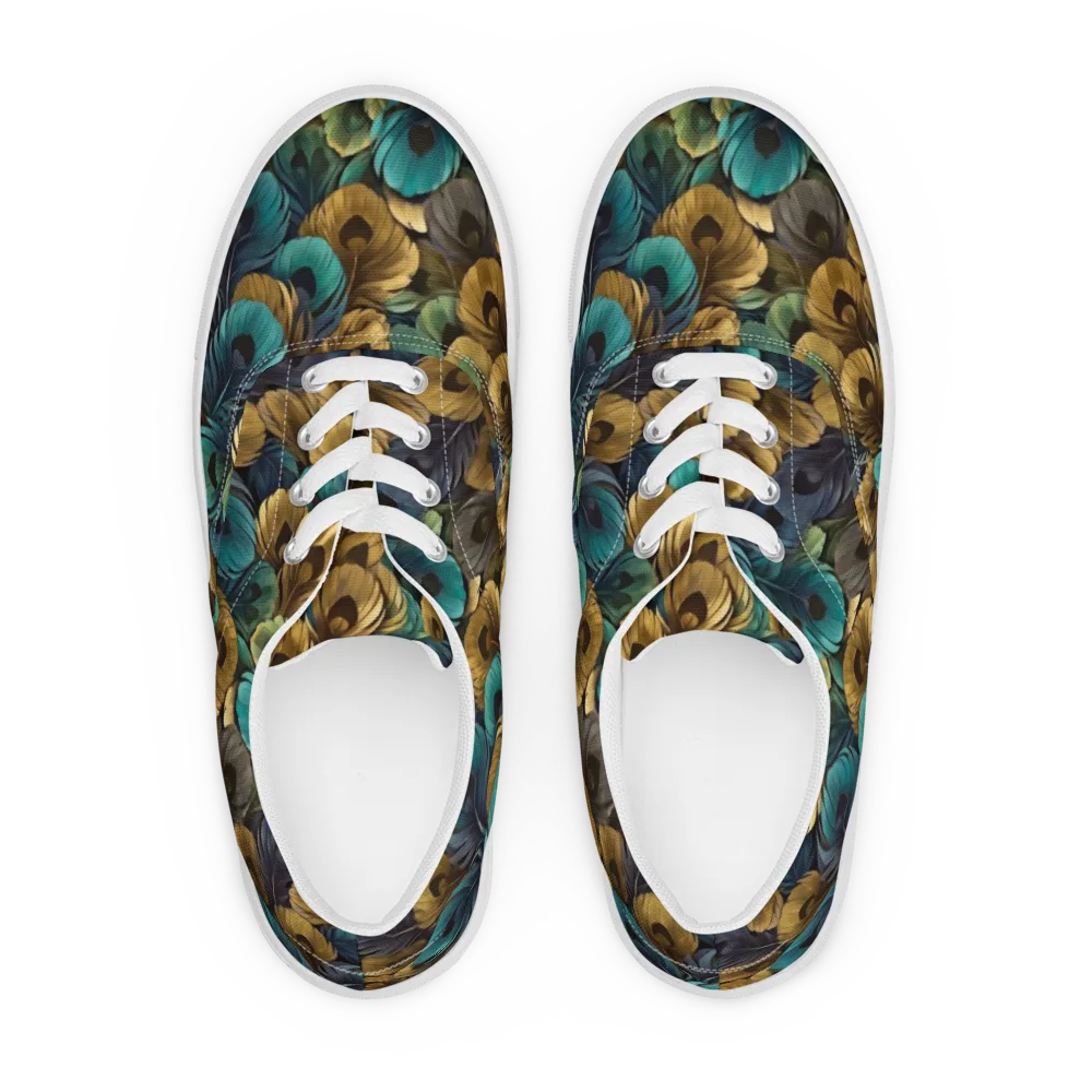 Peacock Afterglow on Men's Lace-Up Canvas Shoes — Front