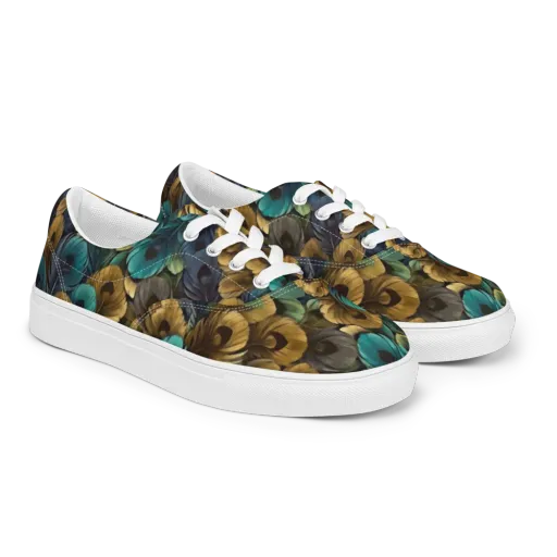 Peacock Afterglow on a Men's Lace-Up Canvas Shoes