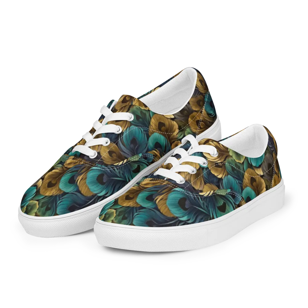 Peacock Afterglow on Men's Lace-Up Canvas Shoes — Left Front