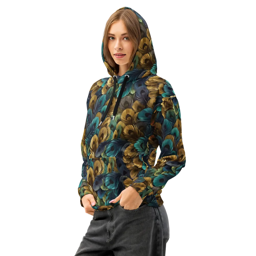 Peacock Afterglow on Cotton Hoodie — Left Front