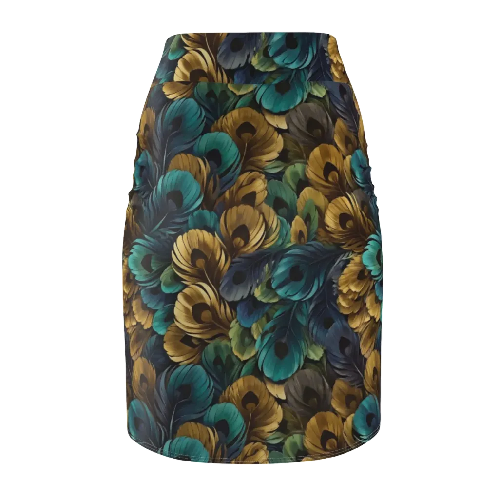 Peacock Afterglow on Pencil Skirt — Back