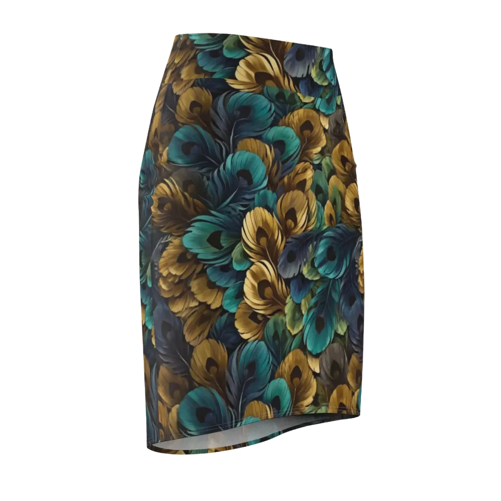 Peacock Afterglow on Pencil Skirt — Front Side