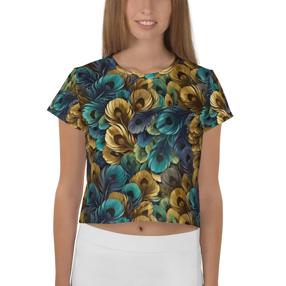Peacock Afterglow on Crop Tee — Front