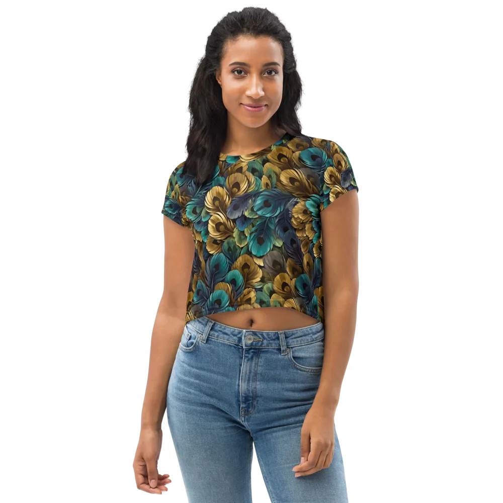 Peacock Afterglow on Crop Tee — Front