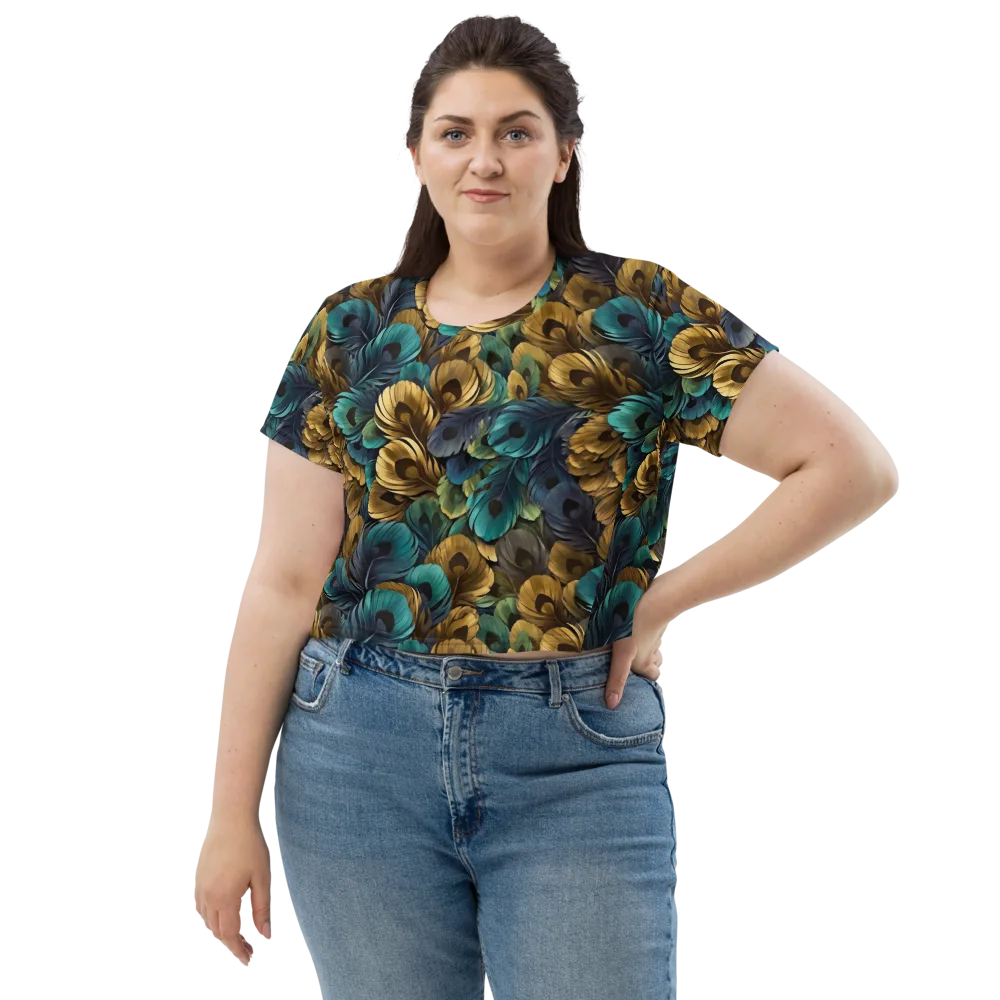 Peacock Afterglow on Crop Tee — Front