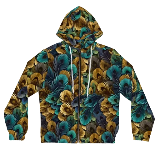 Peacock Afterglow on a Women's Full-Zip Hoodie