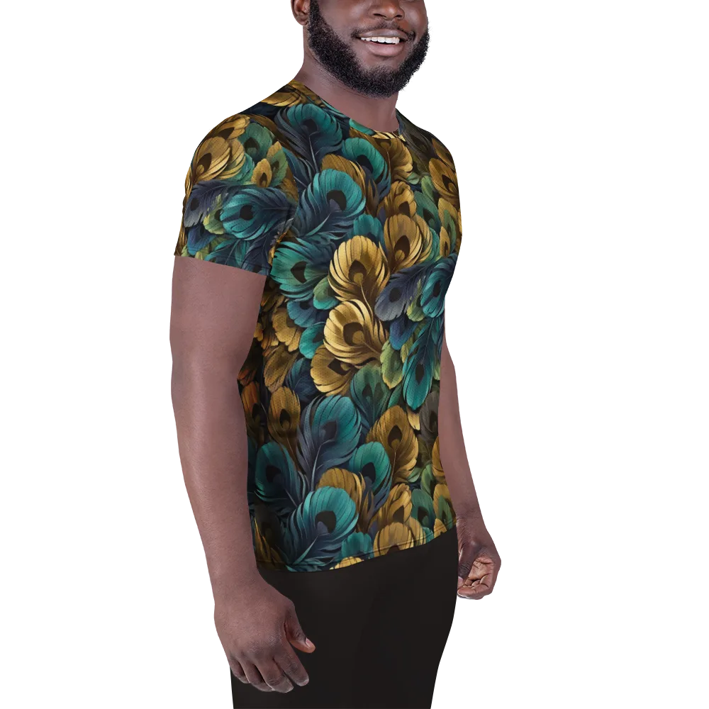 Peacock Afterglow on Men's Athletic T-Shirt — Right
