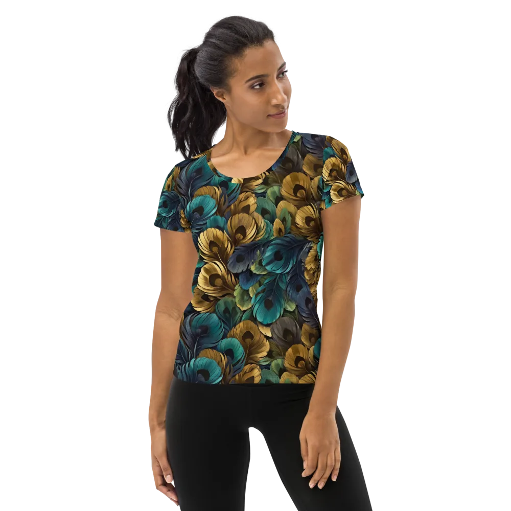 Peacock Afterglow on Women's Athletic T-Shirt — Front