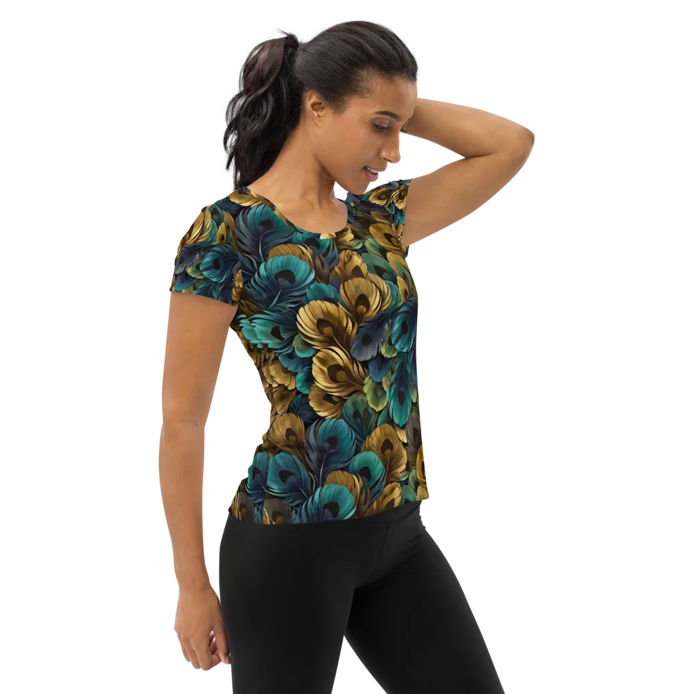 Peacock Afterglow on Women's Athletic T-Shirt — Right