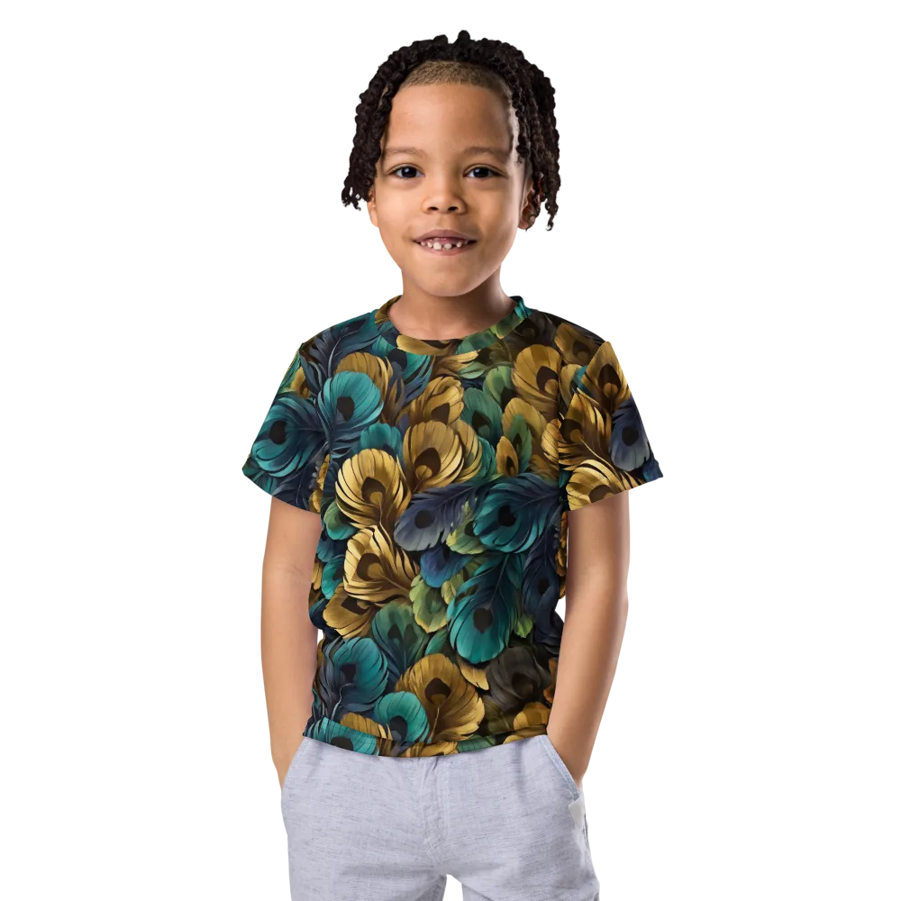 Peacock Afterglow on Kids Crew Neck T-Shirt — Front