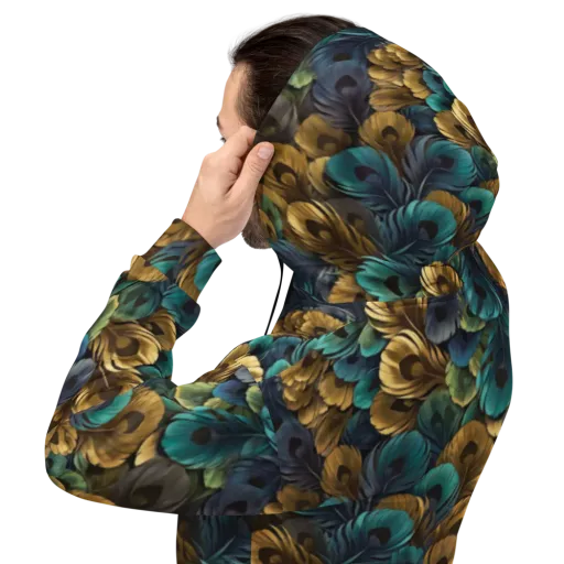 Peacock Afterglow on a Hoodie
