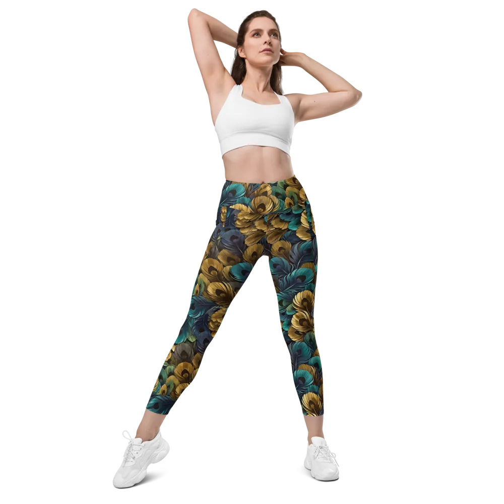 Peacock Afterglow on Leggings with Pockets — Front