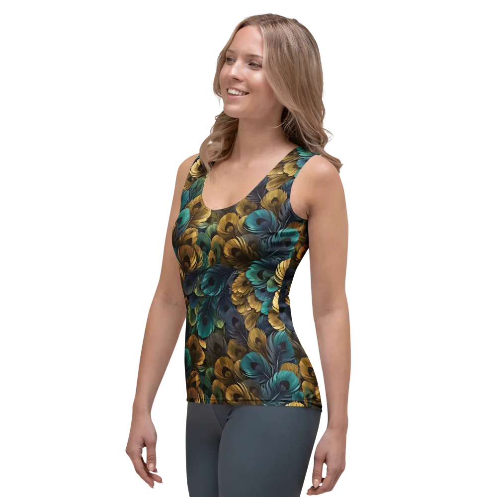 Peacock Afterglow on Women's Tank Top — Left Front