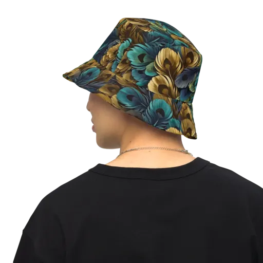 Peacock Afterglow on a Reversible Bucket Hat