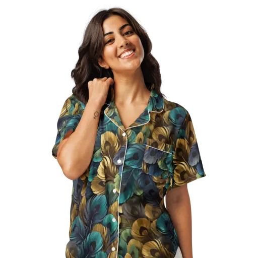 Peacock Afterglow on a Women's Short Sleeve Pajama Top