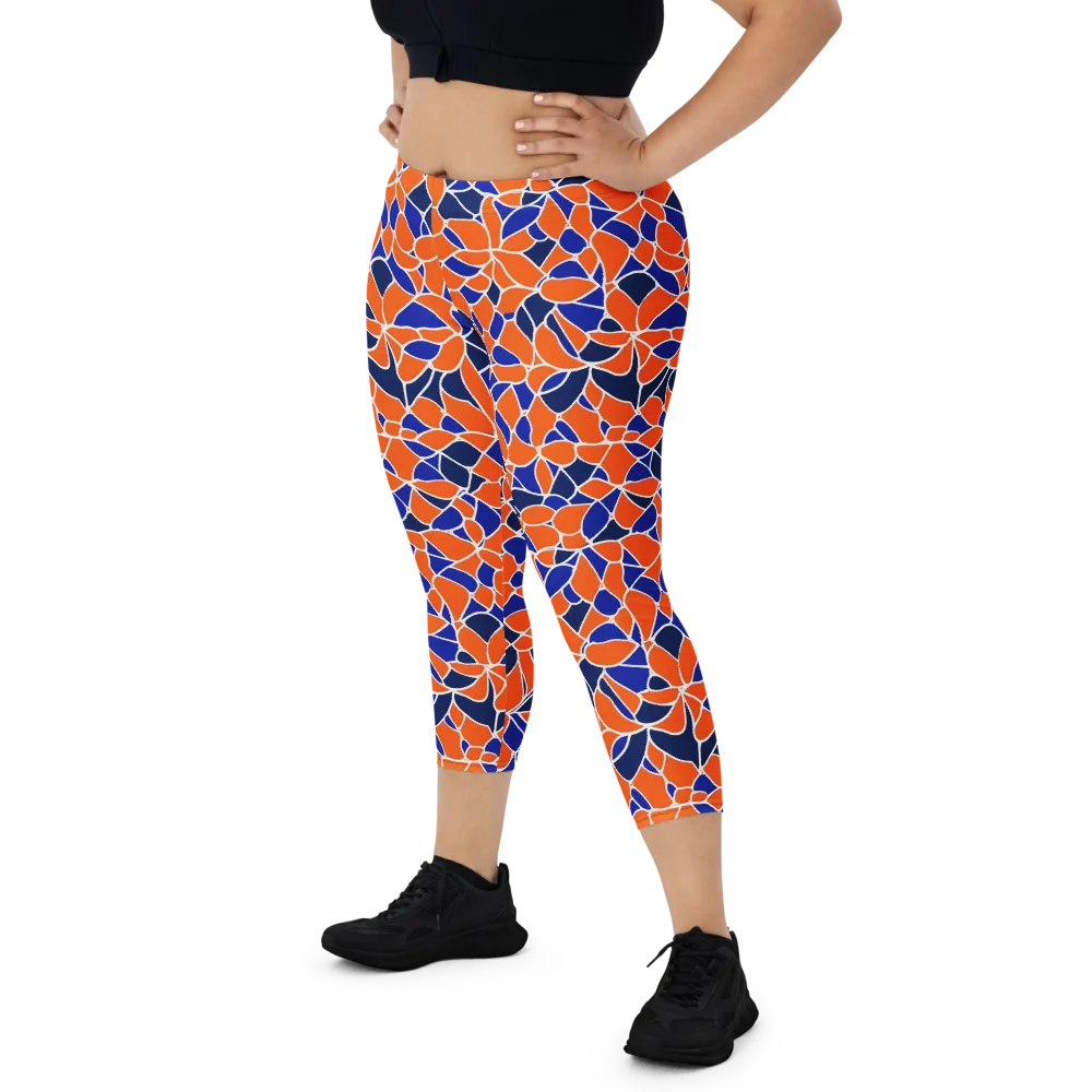 Navy Bloom Circuit on Capri Leggings — Front