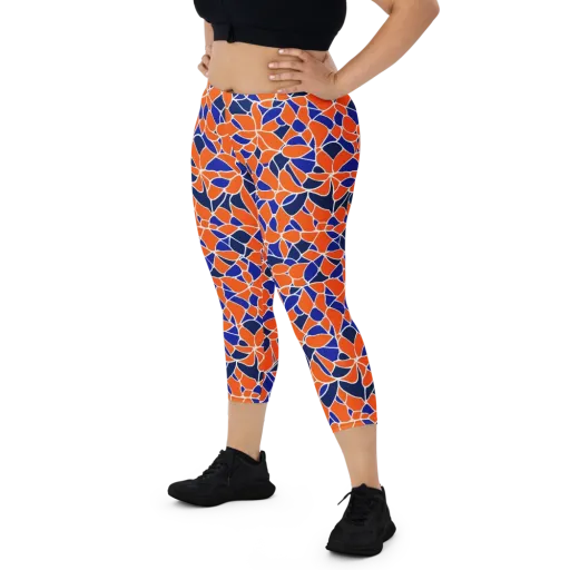 Navy Bloom Circuit on a Capri Leggings