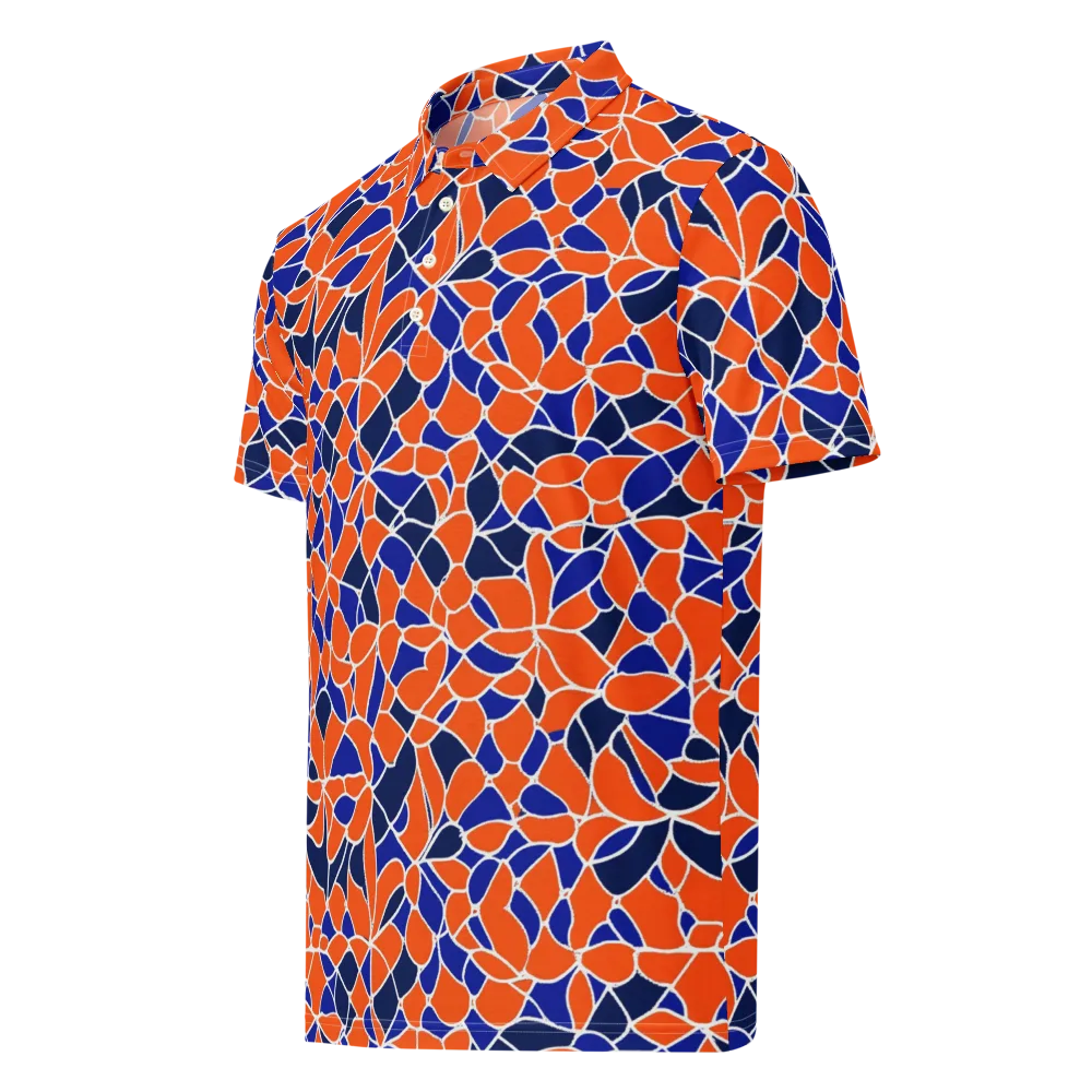 Navy Bloom Circuit on Men's Slim Fit Polo Shirt — Left Front