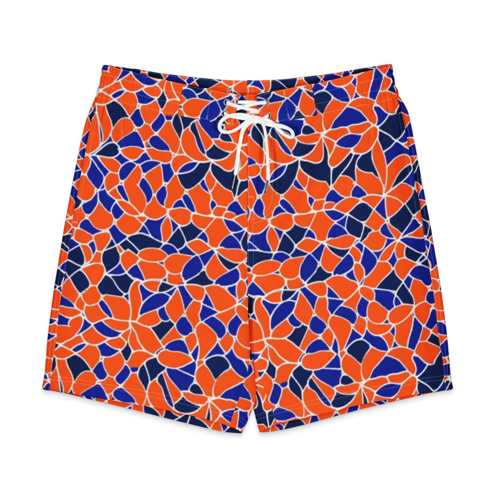 Navy Bloom Circuit on Men's Board Shorts — Front