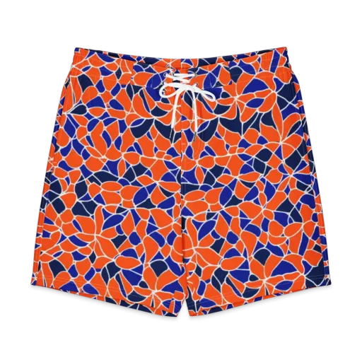 Navy Bloom Circuit on a Men's Board Shorts