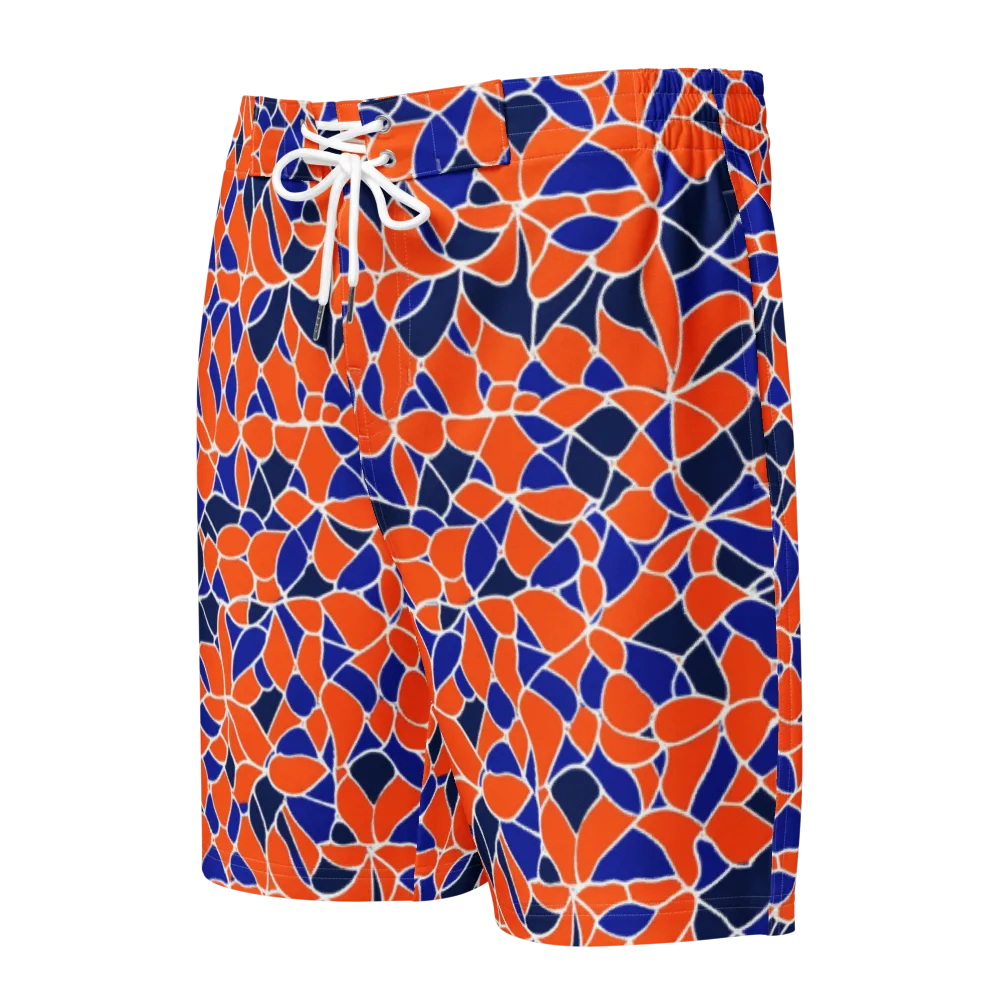Navy Bloom Circuit on Men's Board Shorts — Front
