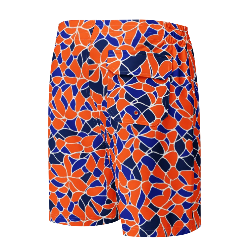 Navy Bloom Circuit on Men's Board Shorts — Back