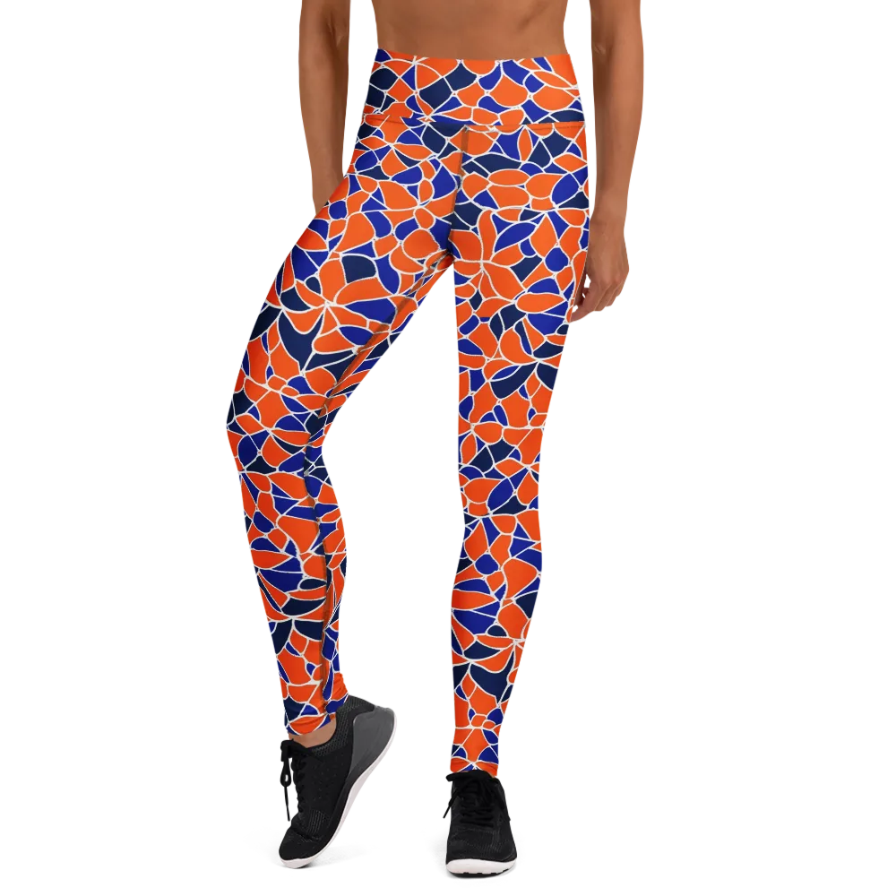 Navy Bloom Circuit on Yoga Leggings — Front