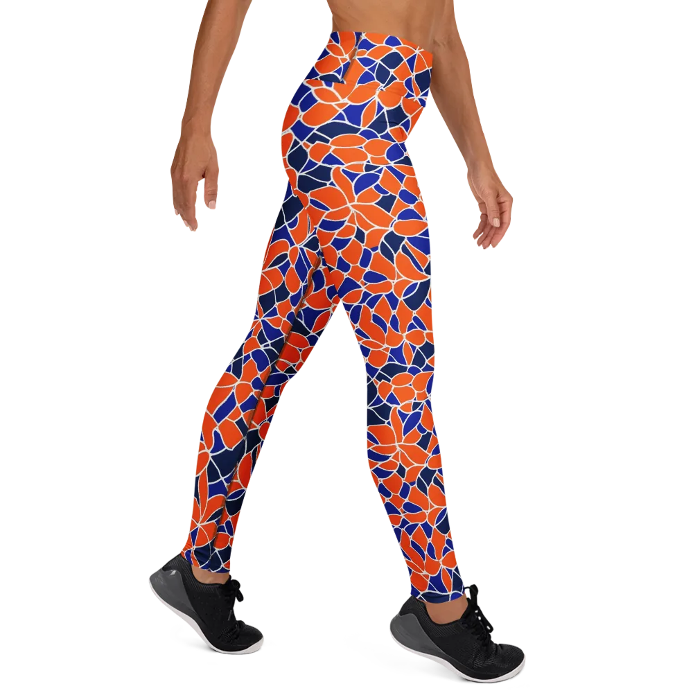 Navy Bloom Circuit on Yoga Leggings — Right
