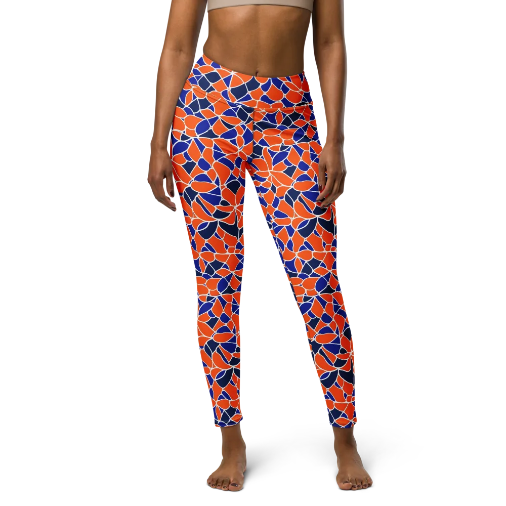 Navy Bloom Circuit on Yoga Leggings — Front
