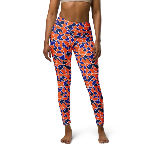 Navy Bloom Circuit on a Yoga Leggings